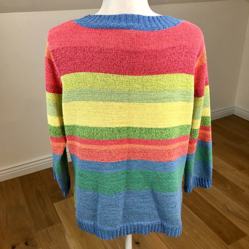 Vintage 90’s Scoop Neck Knit ColorBlock Sweater - Picture 4 of 6